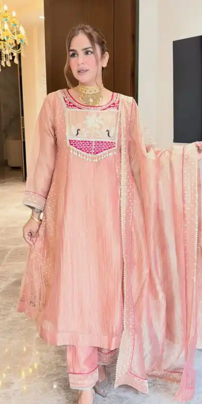 WW 1281 Peach in Salsa Silk Embroidery Work & Sequins Work Salwar Suit . Get it for ₹2899. Delivery 4-6 Working Days. Shop now. | Casual Suits, Jump Suits, Creative suits, Designer Suits, Palazzo Suits, Party Wear Suits, Patiala Suits, Salwar suit, Straight Suits