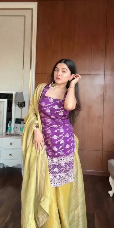 RTC 5988 Purple | Purple Jacquard Salwar Suit with Sequins Work & Lace Work. Available at ₹2449 only. Delivery 4-6 Working Days. Shop now. | Casual Suits, Jump Suits, Creative suits, Designer Suits, Palazzo Suits, Party Wear Suits, Patiala Suits, Salwar suit, Straight Suits