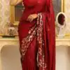 DF 3459 Red in Faux Georgette Zari Work & Embroidery Work Saree. Special Price ₹1899. Delivery 4-6 Working Days. Shop now. | Creative Sarees, Bollywood Sarees, Designer Sarees, Embroidered Sarees, Ethnic Saree, Modern Digital sarees, Party Wear Sarees, Sarees