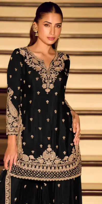 ZB 5067 Black Chinon Silk Salwar Suit Perfect for Wedding, Party, Ganesh Chaturthi, Baby Shower, Makar Sankranti – . Affordable Price ₹2399. /- | Casual Suits, Jump Suits, Creative suits, Designer Suits, Palazzo Suits, Party Wear Suits, Patiala Suits, Salwar suit, Straight Suits