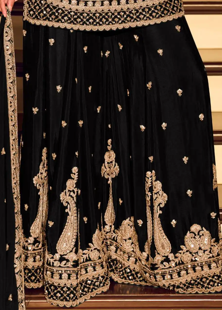 ZB 5067 Black Chinon Silk Salwar Suit Perfect for Wedding, Party, Ganesh Chaturthi, Baby Shower, Makar Sankranti – . Affordable Price ₹2399. /- | Casual Suits, Jump Suits, Creative suits, Designer Suits, Palazzo Suits, Party Wear Suits, Patiala Suits, Salwar suit, Straight Suits