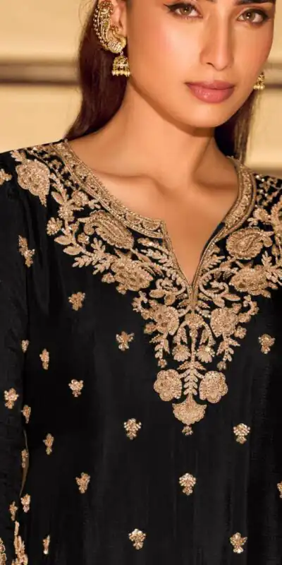 ZB 5067 Black Chinon Silk Salwar Suit Perfect for Wedding, Party, Ganesh Chaturthi, Baby Shower, Makar Sankranti – . Affordable Price ₹2399. /- | Casual Suits, Jump Suits, Creative suits, Designer Suits, Palazzo Suits, Party Wear Suits, Patiala Suits, Salwar suit, Straight Suits