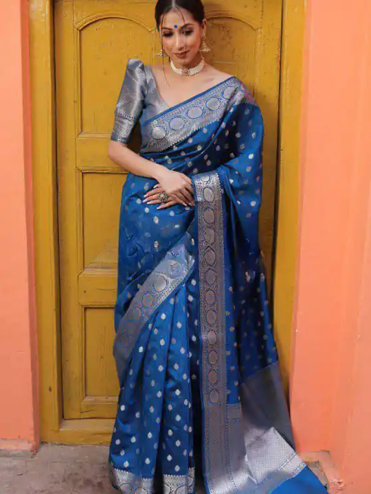 KP 7000 Navy Blue Soft Lichi Silk Cloth Saree Perfect for Wedding, Party, Family Gatherings, Sangeet, Ethnic Day – Festive Deal ₹1549. Delivery 4-6 Working | Creative Sarees, Bollywood Sarees, Designer Sarees, Embroidered Sarees, Ethnic Saree, Modern Digital sarees, Party Wear Sarees, Sarees