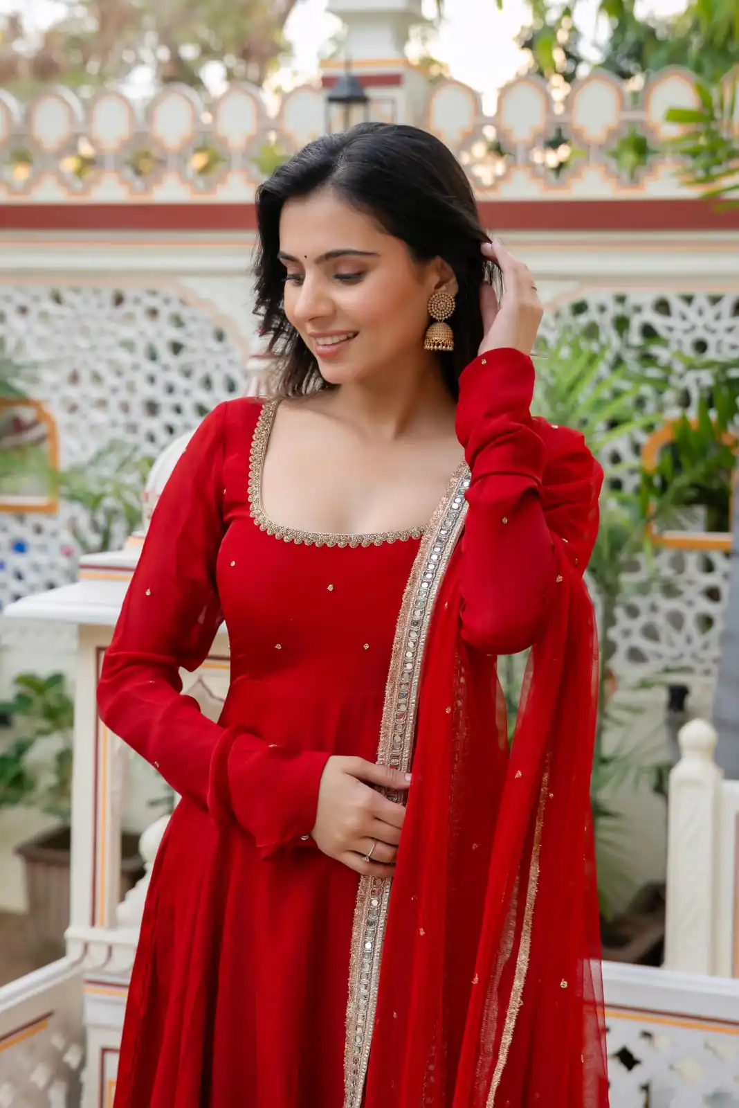 KD 1643 Red | Faux Georgette Salwar Suit with Lace Work & Digital Print. Introductory Price ₹2249. Delivery 4-6 Working Days. Shop now. | Anarkali Suits, Bollywood Anarkali, Creative-Anarkali, Designer Anarkali, Embroidered Anarkali, Party Wear Anarkali, Salwar suit