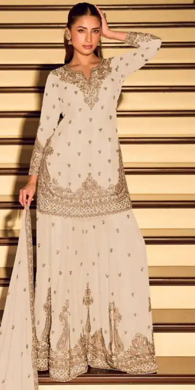 ZB 5067 White Chinon Silk Salwar Suit Perfect for Wedding, Party, Ganesh Chaturthi, Baby Shower, Makar Sankranti – . Affordable Price ₹2399. /- | Casual Suits, Jump Suits, Creative suits, Designer Suits, Palazzo Suits, Party Wear Suits, Patiala Suits, Salwar suit, Straight Suits