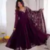 ZF 5025 Wine Faux Georgette Gown Perfect for Wedding, Party, Raksha Bandhan, Temple Visit, Onam – . Get it for ₹2149. Delivery 4-6 Working Days. Shop now | Bollywood Gowns, Creative Gowns, Designer Gowns, Embroidered Gowns, Gowns, Party Wear Gowns