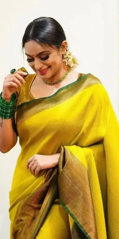 KP 4039 Yellow Soft Lichi Silk Cloth Saree Perfect for Wedding, Party, Family Gatherings, Sangeet, Festive Deal ₹1599. Delivery 4-6 Working Days | Creative Sarees, Bollywood Sarees, Designer Sarees, Embroidered Sarees, Ethnic Saree, Modern Digital sarees, Party Wear Sarees, Sarees