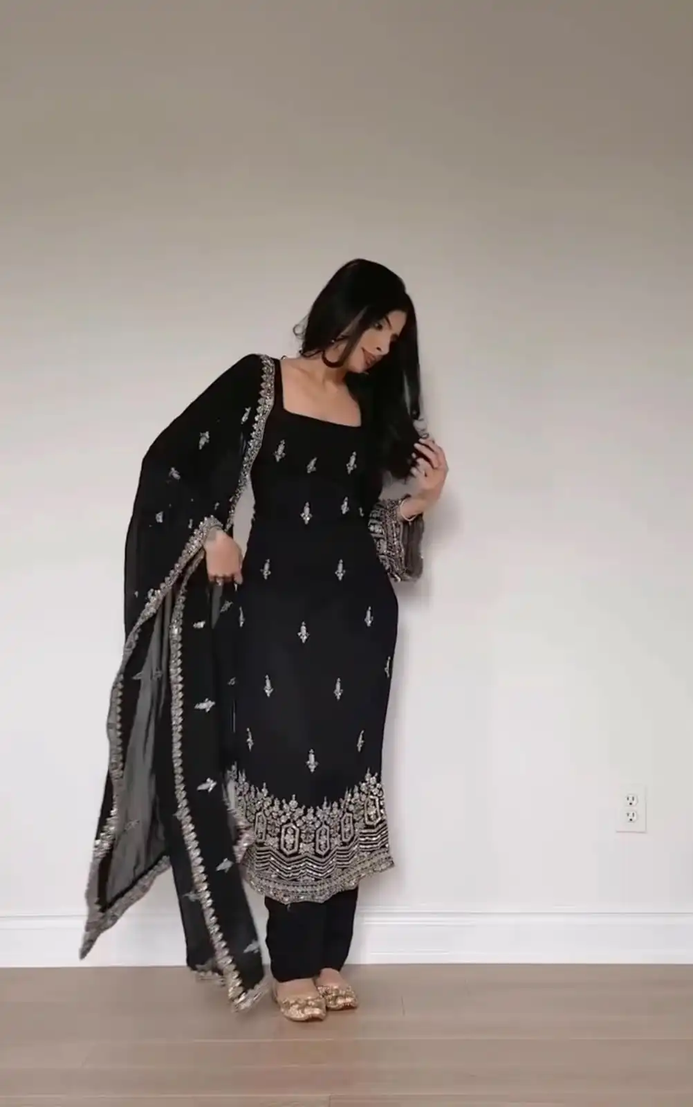 ST 1146 Black in Faux Georgette Embroidery Work Salwar Suit . Available at ₹2099 only. Delivery 4-6 Working Days. Shop now. | Casual Suits, Jump Suits, Creative suits, Designer Suits, Palazzo Suits, Party Wear Suits, Patiala Suits, Salwar suit, Straight Suits
