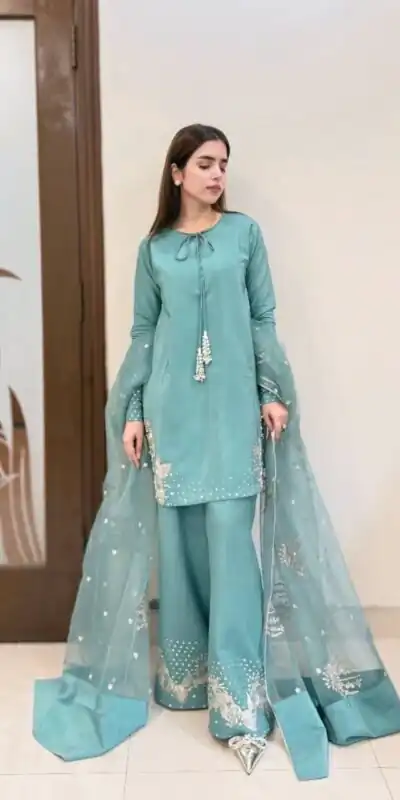 AD 202 Sky Blue in Color Natural Crepe Embroidery Work Salwar Suit . Affordable Price ₹1849. Delivery 4-6 Working Days. Shop now. | Casual Suits, Jump Suits, Creative suits, Designer Suits, Palazzo Suits, Party Wear Suits, Patiala Suits, Salwar suit, Straight Suits