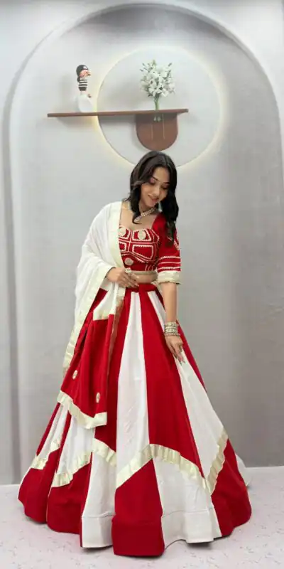 Ram 191 White Color Pure Cotton Lehenga Choli with Cowrie Work. Festive Deal ₹2849. Delivery 4-6 Working Days. Online Shop now. | Bollywood Lehenga, Creative Lehenga, Designer Lehenga, Embroidered Lehenga, Lehenga, Party Wear Lehenga
