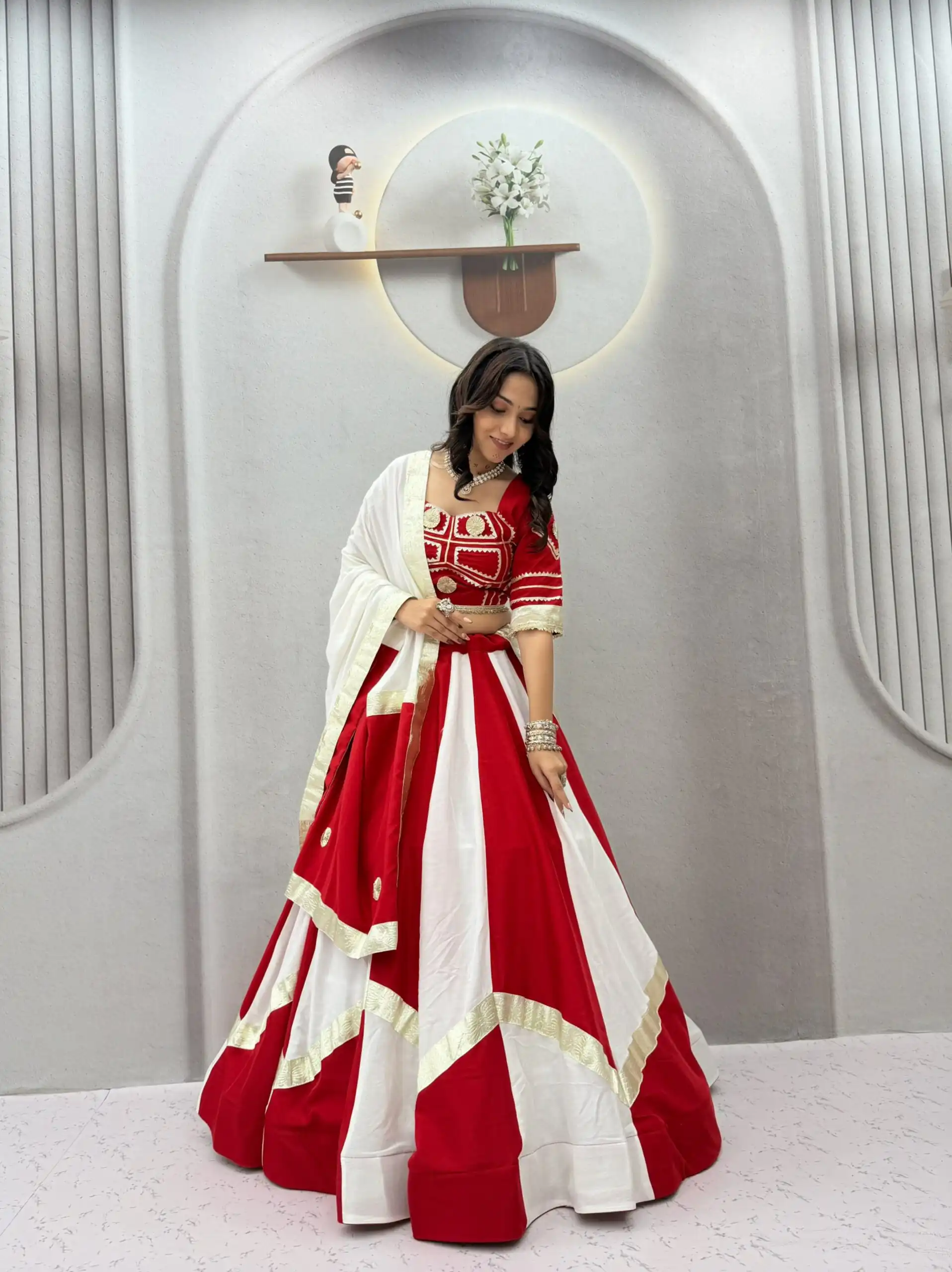 Ram 191 White Color Pure Cotton Lehenga Choli with Cowrie Work. Festive Deal ₹2849. Delivery 4-6 Working Days. Online Shop now. | Bollywood Lehenga, Creative Lehenga, Designer Lehenga, Embroidered Lehenga, Lehenga, Party Wear Lehenga