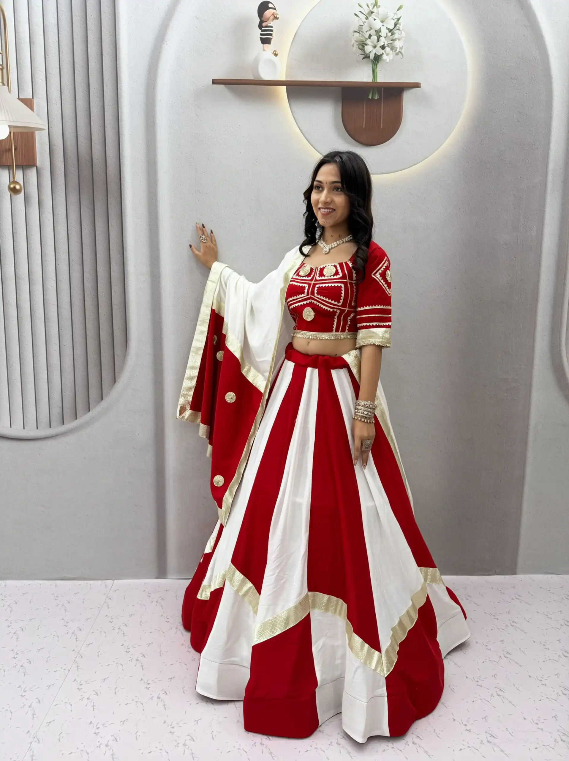 Ram 191 White Color Pure Cotton Lehenga Choli with Cowrie Work. Festive Deal ₹2849. Delivery 4-6 Working Days. Online Shop now. | Bollywood Lehenga, Creative Lehenga, Designer Lehenga, Embroidered Lehenga, Lehenga, Party Wear Lehenga