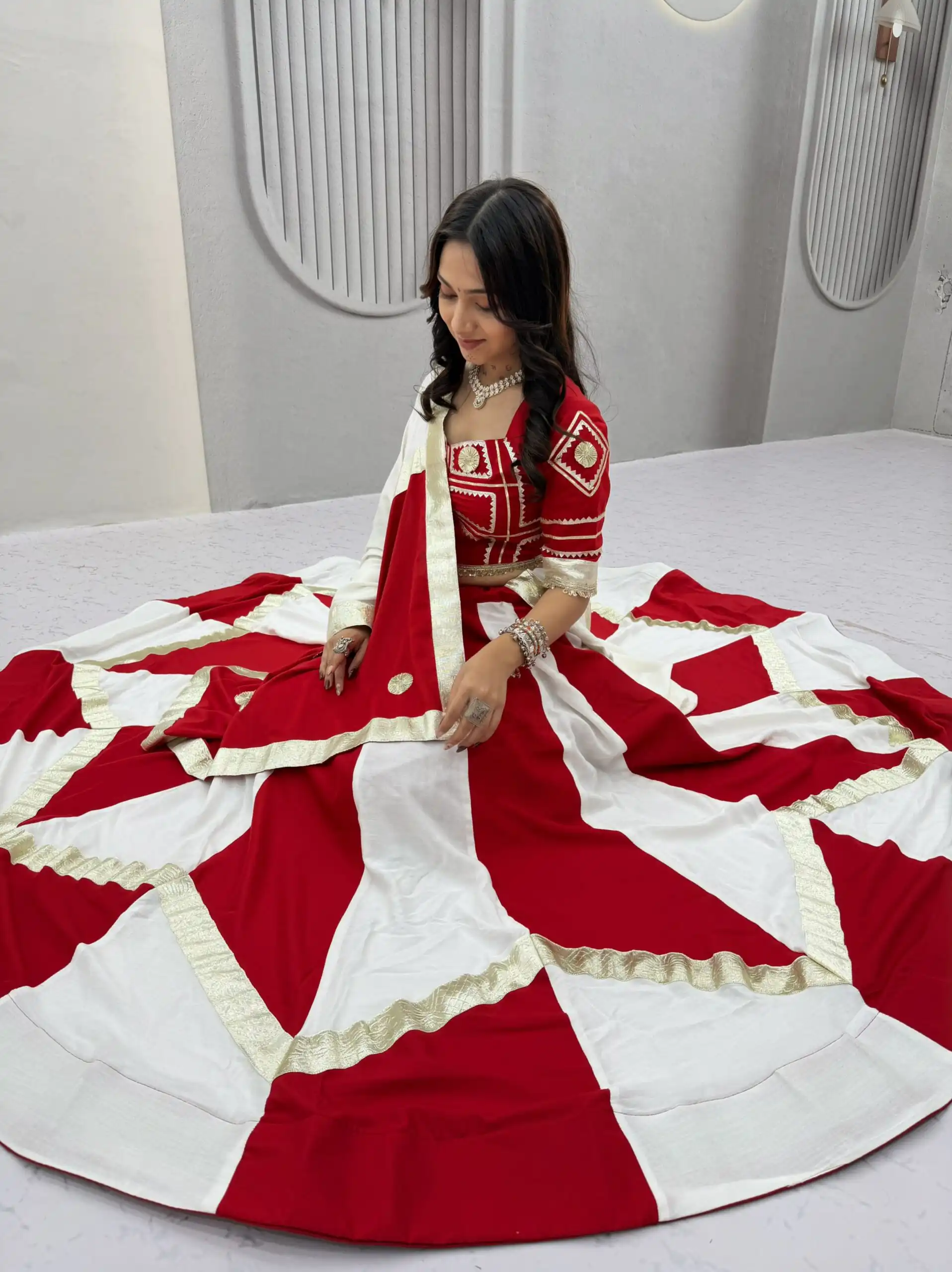 Ram 191 White Color Pure Cotton Lehenga Choli with Cowrie Work. Festive Deal ₹2849. Delivery 4-6 Working Days. Online Shop now. | Bollywood Lehenga, Creative Lehenga, Designer Lehenga, Embroidered Lehenga, Lehenga, Party Wear Lehenga