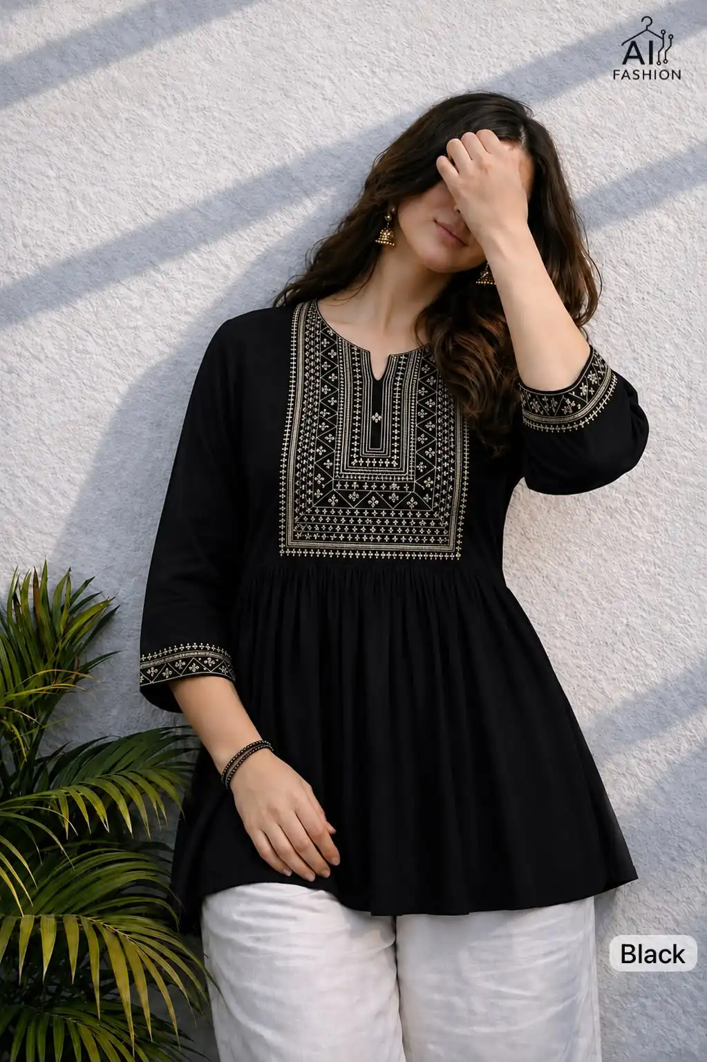 Adaa 2.0 Black Colour Rayon Cotton Kurti with Embroidery Work. Introductory Price ₹1549. Delivery 4-6 Working Days. Shop now. | Bollywood Kurti, Creative Kurtis, Designer Kurti, Kurti, Party Wear Kurti, Selfie Kurti
