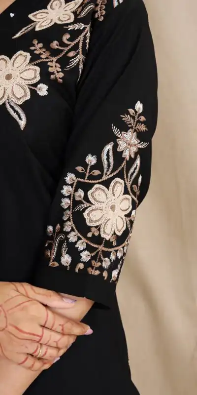 DIVA 169 Black Colour Rayon Cotton Kurti with Embroidery Work. Introductory Price ₹1999. Delivery 4-6 Working Days. Shop now. | Bollywood Kurti, Creative Kurtis, Designer Kurti, Kurti, Party Wear Kurti, Selfie Kurti