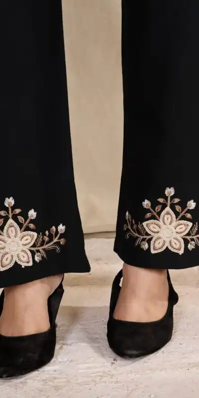 DIVA 169 Black Colour Rayon Cotton Kurti with Embroidery Work. Introductory Price ₹1999. Delivery 4-6 Working Days. Shop now. | Bollywood Kurti, Creative Kurtis, Designer Kurti, Kurti, Party Wear Kurti, Selfie Kurti