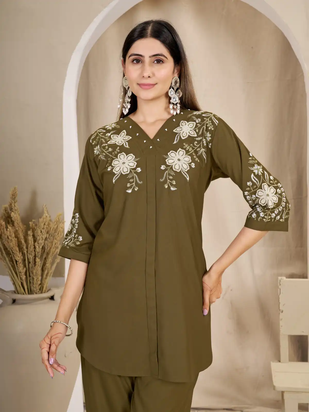 DIVA 169 Brown Colour Rayon Cotton Kurti with Embroidery Work. Introductory Price ₹1999. Delivery 4-6 Working Days. Shop now. | Bollywood Kurti, Creative Kurtis, Designer Kurti, Kurti, Party Wear Kurti, Selfie Kurti