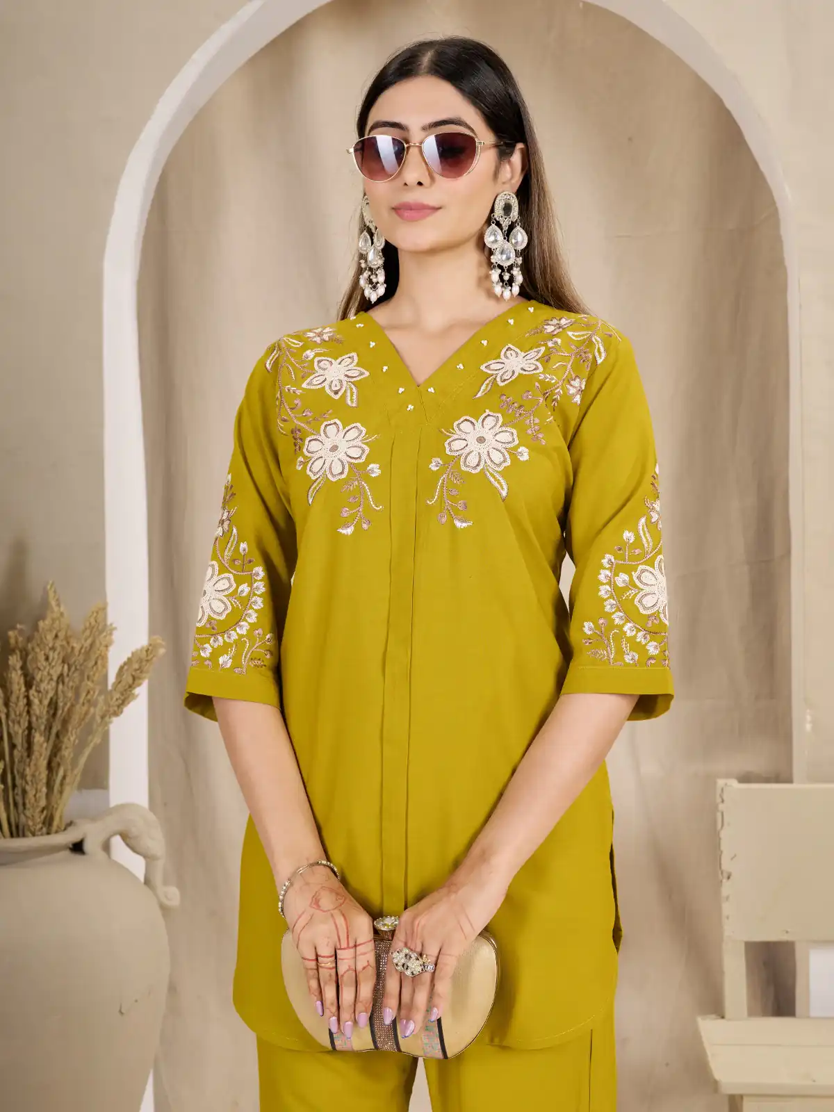 DIVA 169 Mustered Colour Rayon Cotton Kurti with Embroidery Work. Introductory Price ₹1999. Delivery 4-6 Working Days. Shop now. | Bollywood Kurti, Creative Kurtis, Designer Kurti, Kurti, Party Wear Kurti, Selfie Kurti