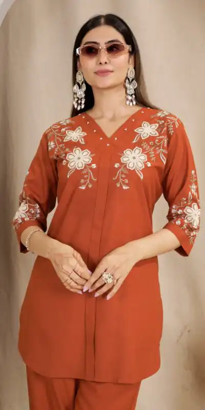 DIVA 169 Orange Colour Rayon Cotton Kurti with Embroidery Work. Introductory Price ₹1999. Delivery 4-6 Working Days. Shop now. | Bollywood Kurti, Creative Kurtis, Designer Kurti, Kurti, Party Wear Kurti, Selfie Kurti