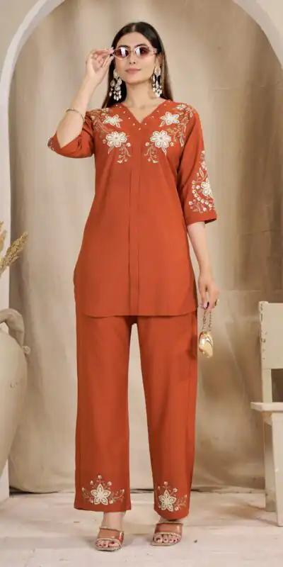 DIVA 169 Orange Colour Rayon Cotton Kurti with Embroidery Work. Introductory Price ₹1999. Delivery 4-6 Working Days. Shop now. | Bollywood Kurti, Creative Kurtis, Designer Kurti, Kurti, Party Wear Kurti, Selfie Kurti