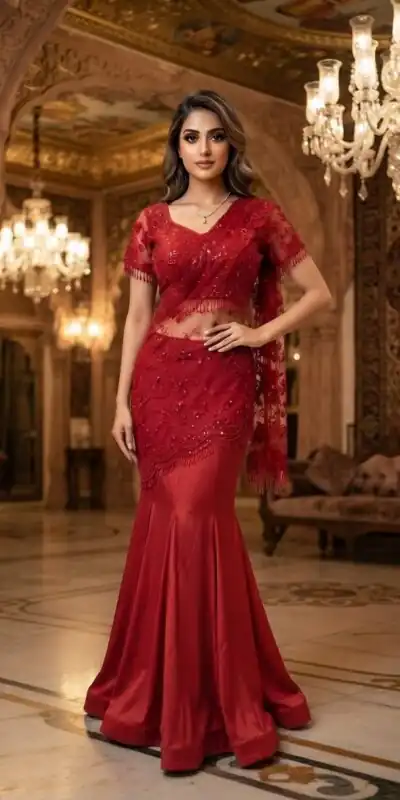 LG 2127 Red Crap Silk Saree with Sequins Work & Embroidery Work. Festive Deal ₹2799. Delivery 4-6 Working Days. Shop now. | Creative Sarees, Bollywood Sarees, Designer Sarees, Embroidered Sarees, Ethnic Saree, Modern Digital sarees, Party Wear Sarees, Sarees