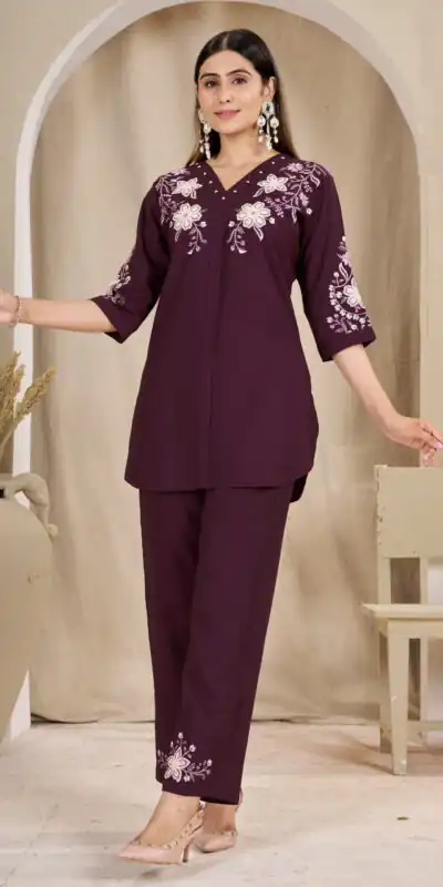 DIVA 169 Wine Colour Rayon Cotton Kurti with Embroidery Work. Introductory Price ₹1999. Delivery 4-6 Working Days. Shop now. | Bollywood Kurti, Creative Kurtis, Designer Kurti, Kurti, Party Wear Kurti, Selfie Kurti