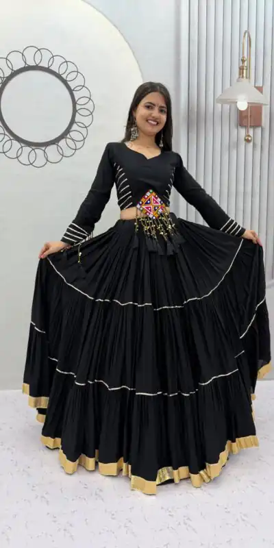 PC 597 Black in Pure Cotton Mirror Work & Gamthi Work Lehenga Choli . Exclusive Offer ₹2899. Delivery 4-6 Working Days. Shop now. | Bollywood Lehenga, Creative Lehenga, Designer Lehenga, Embroidered Lehenga, Lehenga, Party Wear Lehenga