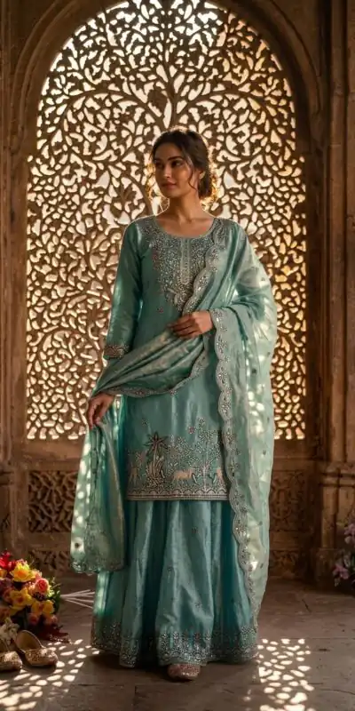 WW 1280 Blue Fendy Silk Salwar Suitwith Embroidery Work & Lace Work. Now at just ₹2449. Delivery 4-6 Working Days. Shop now. | Casual Suits, Jump Suits, Creative suits, Designer Suits, Palazzo Suits, Party Wear Suits, Patiala Suits, Salwar suit, Straight Suits