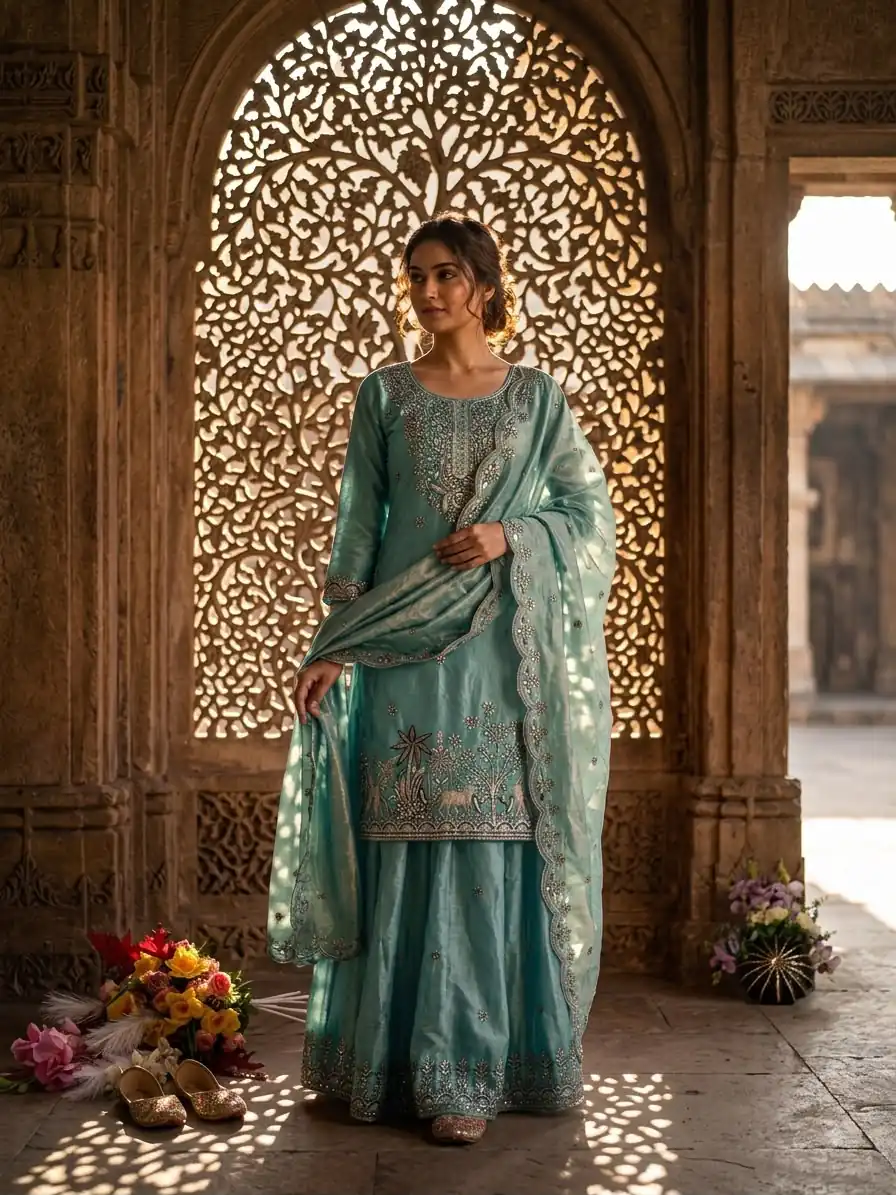 WW 1280 Blue Fendy Silk Salwar Suitwith Embroidery Work & Lace Work. Now at just ₹2449. Delivery 4-6 Working Days. Shop now. | Casual Suits, Jump Suits, Creative suits, Designer Suits, Palazzo Suits, Party Wear Suits, Patiala Suits, Salwar suit, Straight Suits
