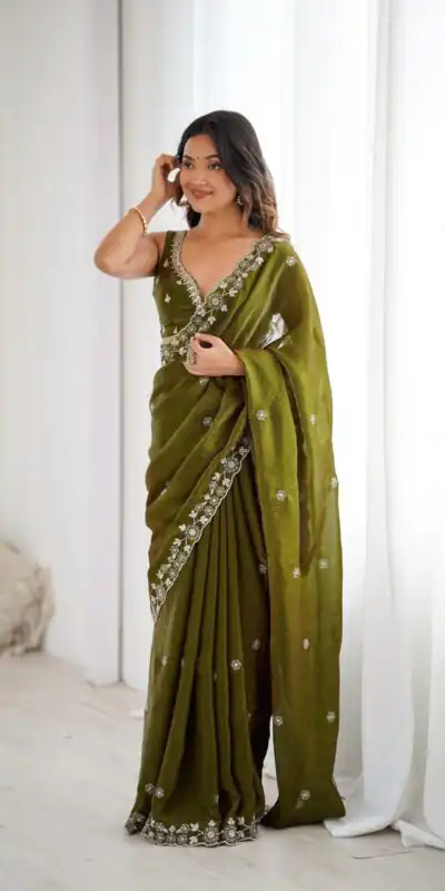 SP 61 Mehandi Color Fendy Silk Saree With Sequins Work. Wedding, Party, Festive, Events Get it for ₹2149. Delivery 4-6 Working Days. Online Best Shop now. | Creative Sarees, Bollywood Sarees, Designer Sarees, Embroidered Sarees, Ethnic Saree, Modern Digital sarees, Party Wear Sarees, Sarees