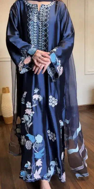 RTC 6053 Navy Blue Jura Silk Salwar Suit with Embroidery Work & Thread Embroidery. Grab it for ₹2399. Delivery 4-6 Working Days. Shop now. | Casual Suits, Jump Suits, Creative suits, Designer Suits, Palazzo Suits, Party Wear Suits, Patiala Suits, Salwar suit, Straight Suits