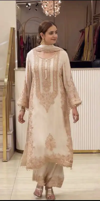SR 1716 Off White Colour Faux Georgette Salwar Suit with Lace Work. Introductory Price ₹2449. Delivery 4-6 Working Days. Shop now. | Casual Suits, Jump Suits, Creative suits, Designer Suits, Palazzo Suits, Party Wear Suits, Patiala Suits, Salwar suit, Straight Suits