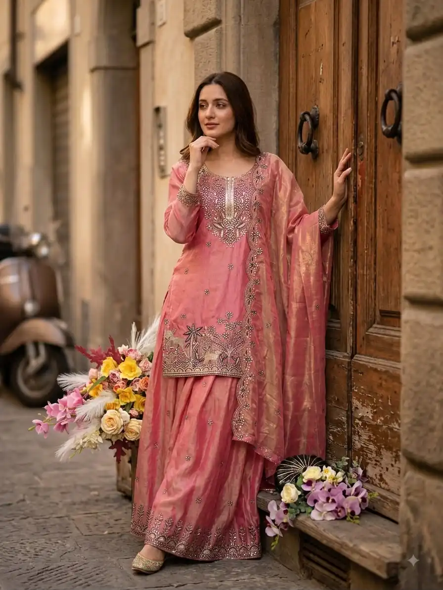 WW 1280 Peach Fendy Silk Salwar Suitwith Embroidery Work & Lace Work. Now at just ₹2449. Delivery 4-6 Working Days. Shop now. | Casual Suits, Jump Suits, Creative suits, Designer Suits, Palazzo Suits, Party Wear Suits, Patiala Suits, Salwar suit, Straight Suits