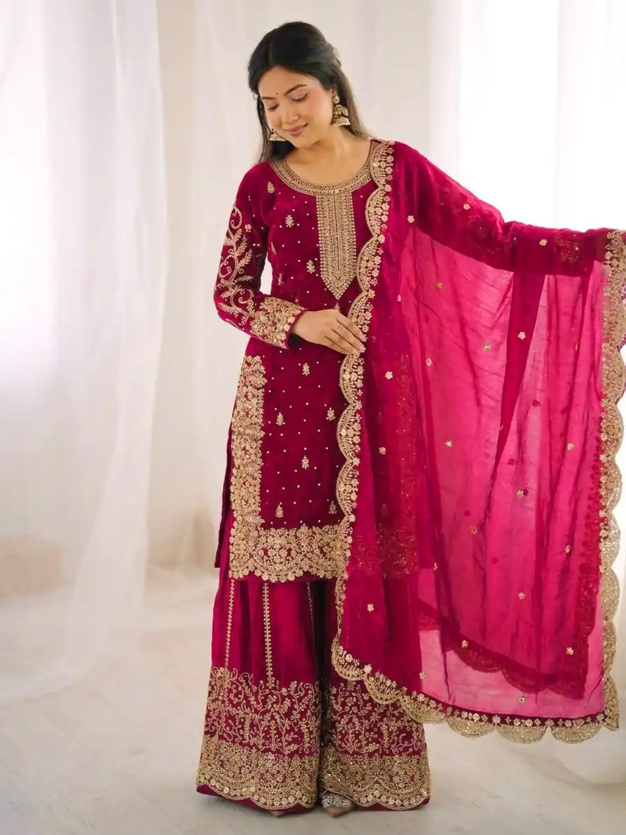 ZSR 3167 Pink Fendy Silk Salwar Suitwith Embroidery Work & Lace Work. Now at just ₹2149. Delivery 4-6 Working Days. Shop now. | Casual Suits, Jump Suits, Creative suits, Designer Suits, Palazzo Suits, Party Wear Suits, Patiala Suits, Salwar suit, Straight Suits