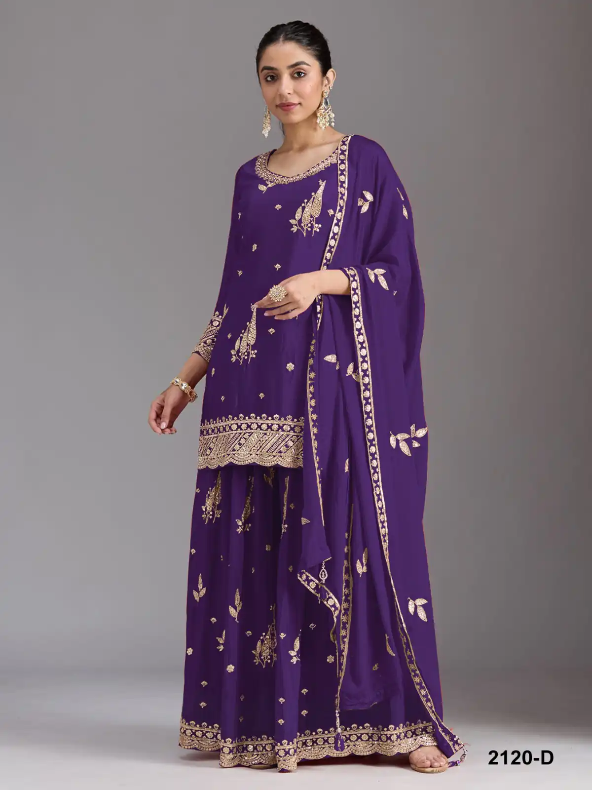 FC 2120 Purple Color chinon Print Silk with Dall Crepe Sharara Suit Wedding, Party, Festive, Events Etc. Expected Delivery 4-6 Working Days @2399/- | Casual Suits, Jump Suits, Creative suits, Designer Suits, Palazzo Suits, Party Wear Suits, Patiala Suits, Salwar suit, Straight Suits