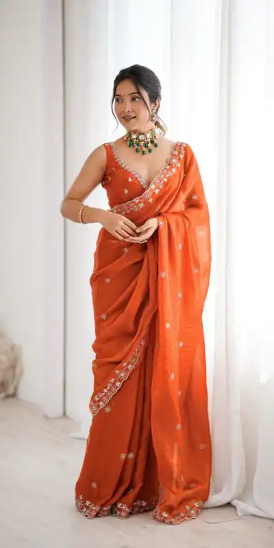 SP 61 Rust Color Fendy Silk Saree With Sequins Work. Wedding, Party, Festive, Events Get it for ₹2149. Delivery 4-6 Working Days. Online Best Shop now. | Creative Sarees, Bollywood Sarees, Designer Sarees, Embroidered Sarees, Ethnic Saree, Modern Digital sarees, Party Wear Sarees, Sarees