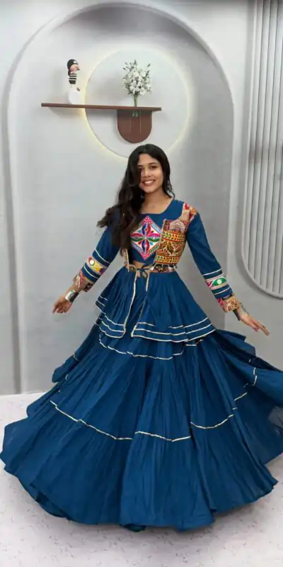Ram 120 Teal in Pure Cotton Mirror Work & Gamthi Work Lehenga Choli . Exclusive Offer ₹3049. Delivery 4-6 Working Days. Shop now. | Bollywood Lehenga, Creative Lehenga, Designer Lehenga, Embroidered Lehenga, Lehenga, Party Wear Lehenga