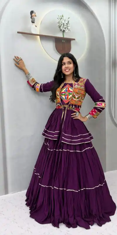Ram 120 Wine in Pure Cotton Mirror Work & Gamthi Work Lehenga Choli . Exclusive Offer ₹3049. Delivery 4-6 Working Days. Shop now. | Bollywood Lehenga, Creative Lehenga, Designer Lehenga, Embroidered Lehenga, Lehenga, Party Wear Lehenga