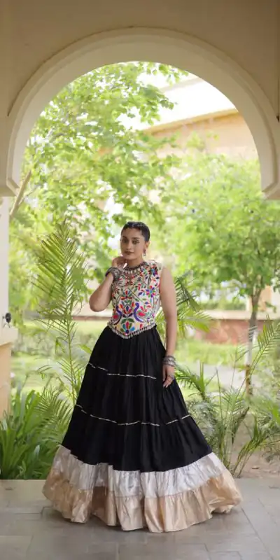 KA 5071 Black Rayon Embroidery Work & Cowrie Work Lehenga Choli . Grab it for ₹2849. Delivery 4-6 Working Days. Shop now. | Bollywood Lehenga, Creative Lehenga, Designer Lehenga, Embroidered Lehenga, Lehenga, Party Wear Lehenga