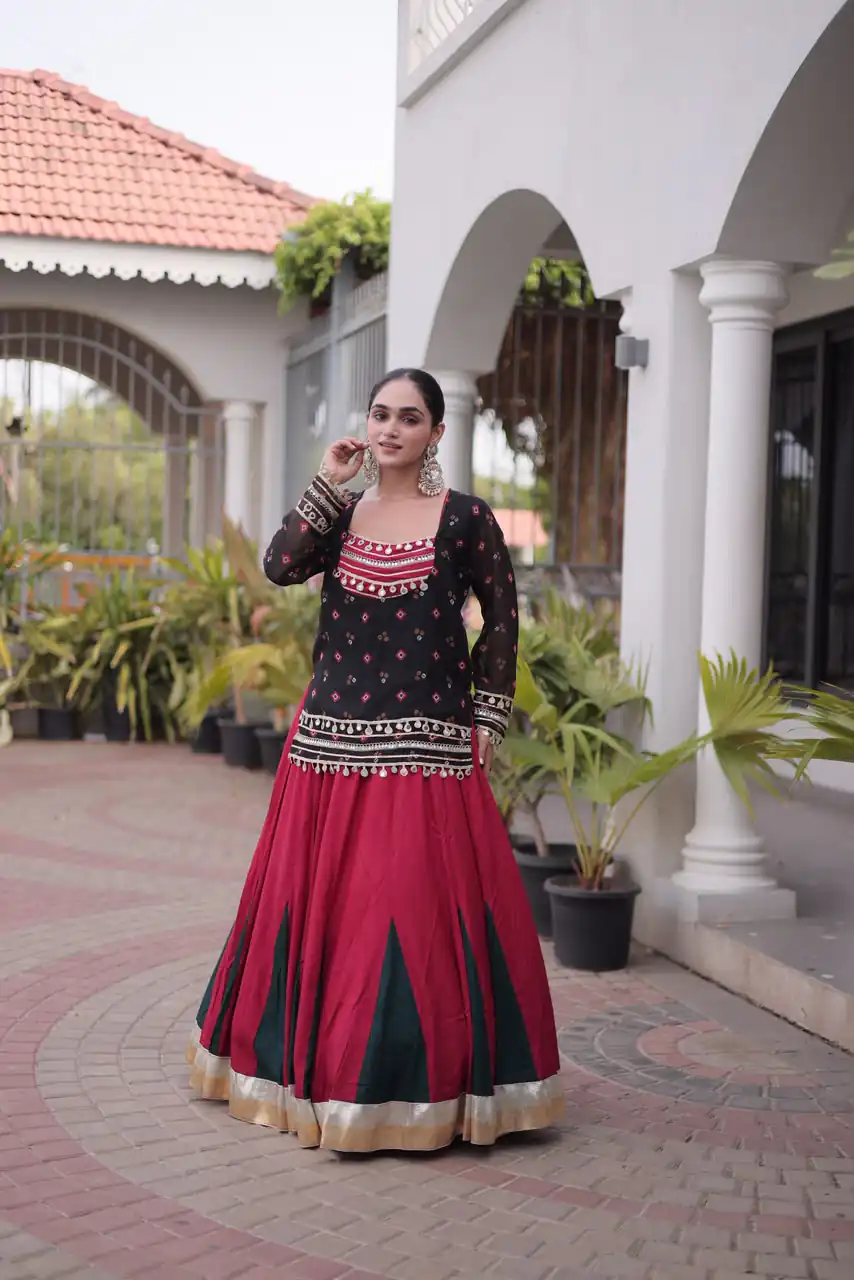 KA 5076 Black Rayon Embroidery Work & Cowrie Work Lehenga Choli . Grab it for ₹2749. Delivery 4-6 Working Days. Shop now. | Bollywood Lehenga, Creative Lehenga, Designer Lehenga, Embroidered Lehenga, Lehenga, Party Wear Lehenga