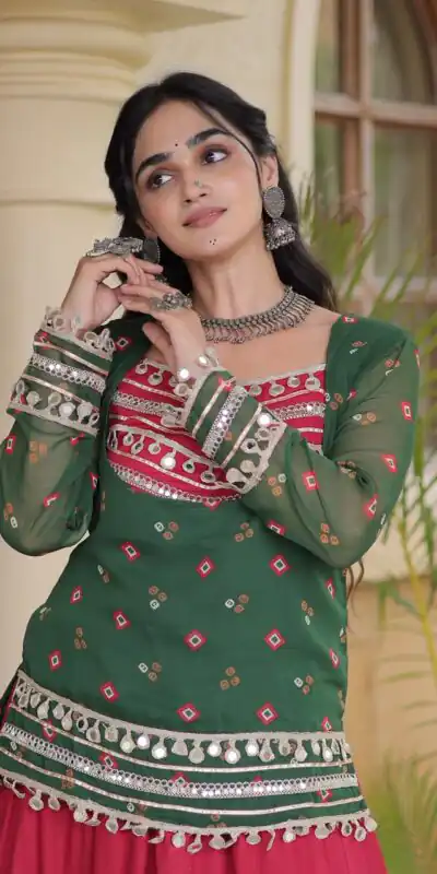 KA 5076 Green Rayon Embroidery Work & Cowrie Work Lehenga Choli . Grab it for ₹2749. Delivery 4-6 Working Days. Shop now. | Bollywood Lehenga, Creative Lehenga, Designer Lehenga, Embroidered Lehenga, Lehenga, Party Wear Lehenga