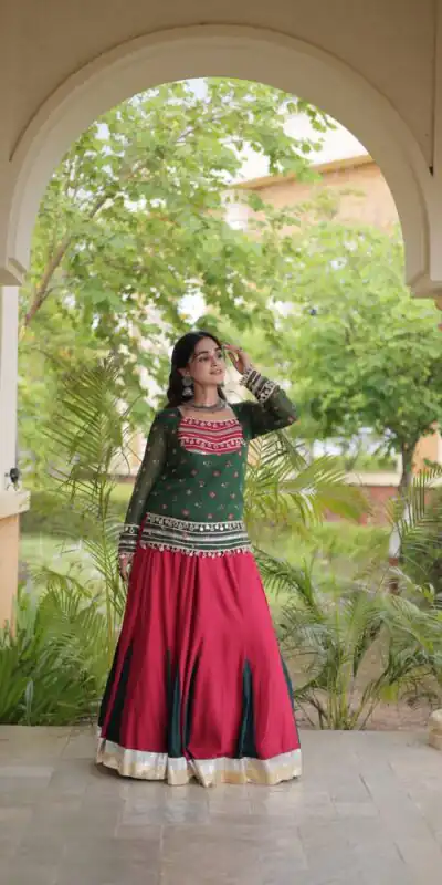 KA 5076 Green Rayon Embroidery Work & Cowrie Work Lehenga Choli . Grab it for ₹2749. Delivery 4-6 Working Days. Shop now. | Bollywood Lehenga, Creative Lehenga, Designer Lehenga, Embroidered Lehenga, Lehenga, Party Wear Lehenga