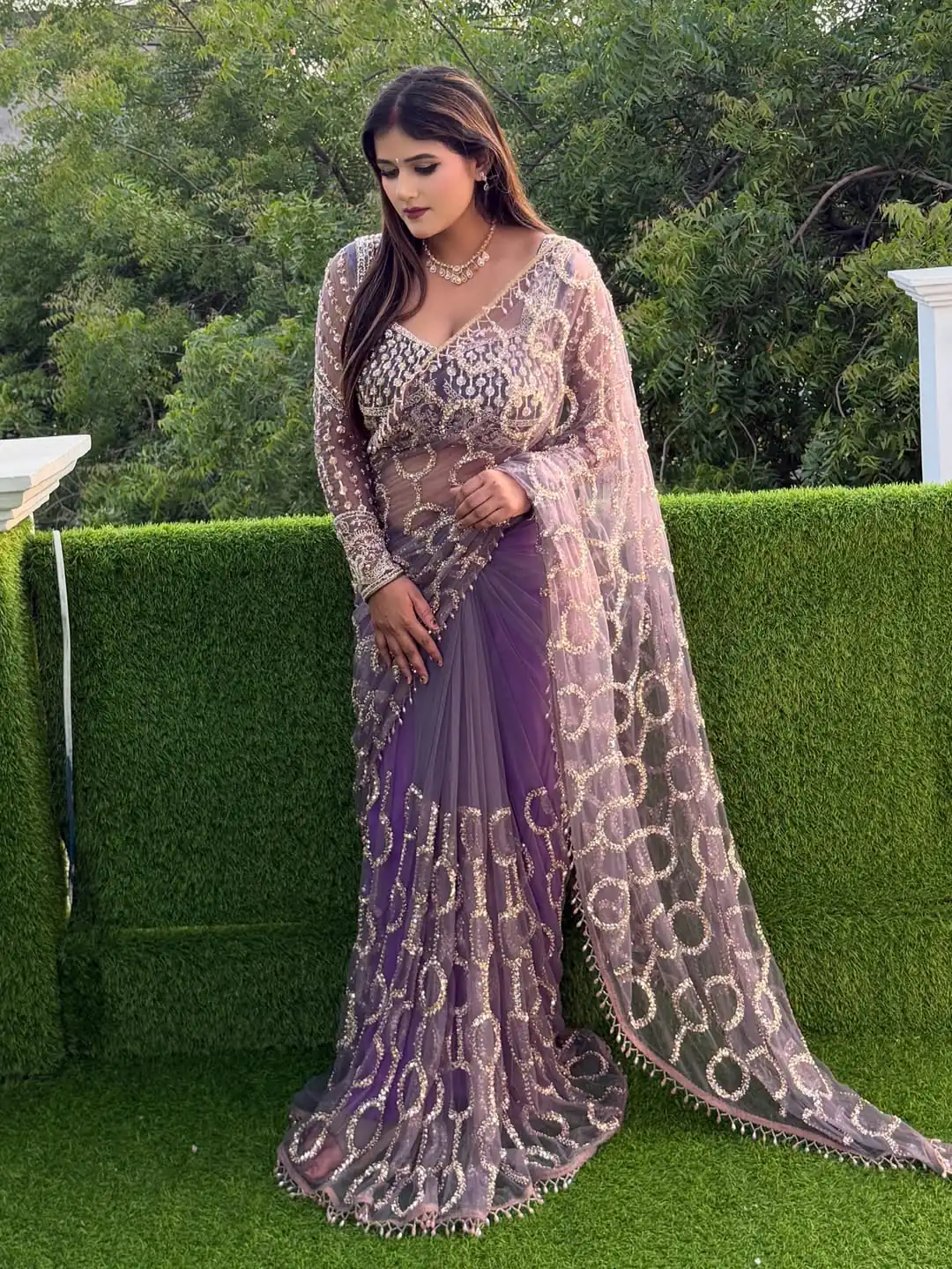 DF 3490 Lavender Color Butterfly Net Heavy Sequins Embroidery work Saree Casual, Wedding, Festive, Events . Expected Delivery 4-6 Working Days @1799/- only | Creative Sarees, Bollywood Sarees, Designer Sarees, Embroidered Sarees, Ethnic Saree, Modern Digital sarees, Party Wear Sarees, Sarees