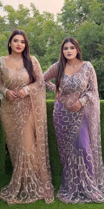 DF 3490 Lavender Color Butterfly Net Heavy Sequins Embroidery work Saree Casual, Wedding, Festive, Events . Expected Delivery 4-6 Working Days @1799/- only | Creative Sarees, Bollywood Sarees, Designer Sarees, Embroidered Sarees, Ethnic Saree, Modern Digital sarees, Party Wear Sarees, Sarees