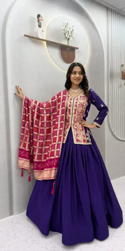 Ram 190 Purple Chinon silk Lehenga Choli with Sequins Work & Embroidery Work. Now at just ₹2749. Delivery 4-6 Working Days. Shop now. | Bollywood Lehenga, Creative Lehenga, Designer Lehenga, Embroidered Lehenga, Lehenga, Party Wear Lehenga