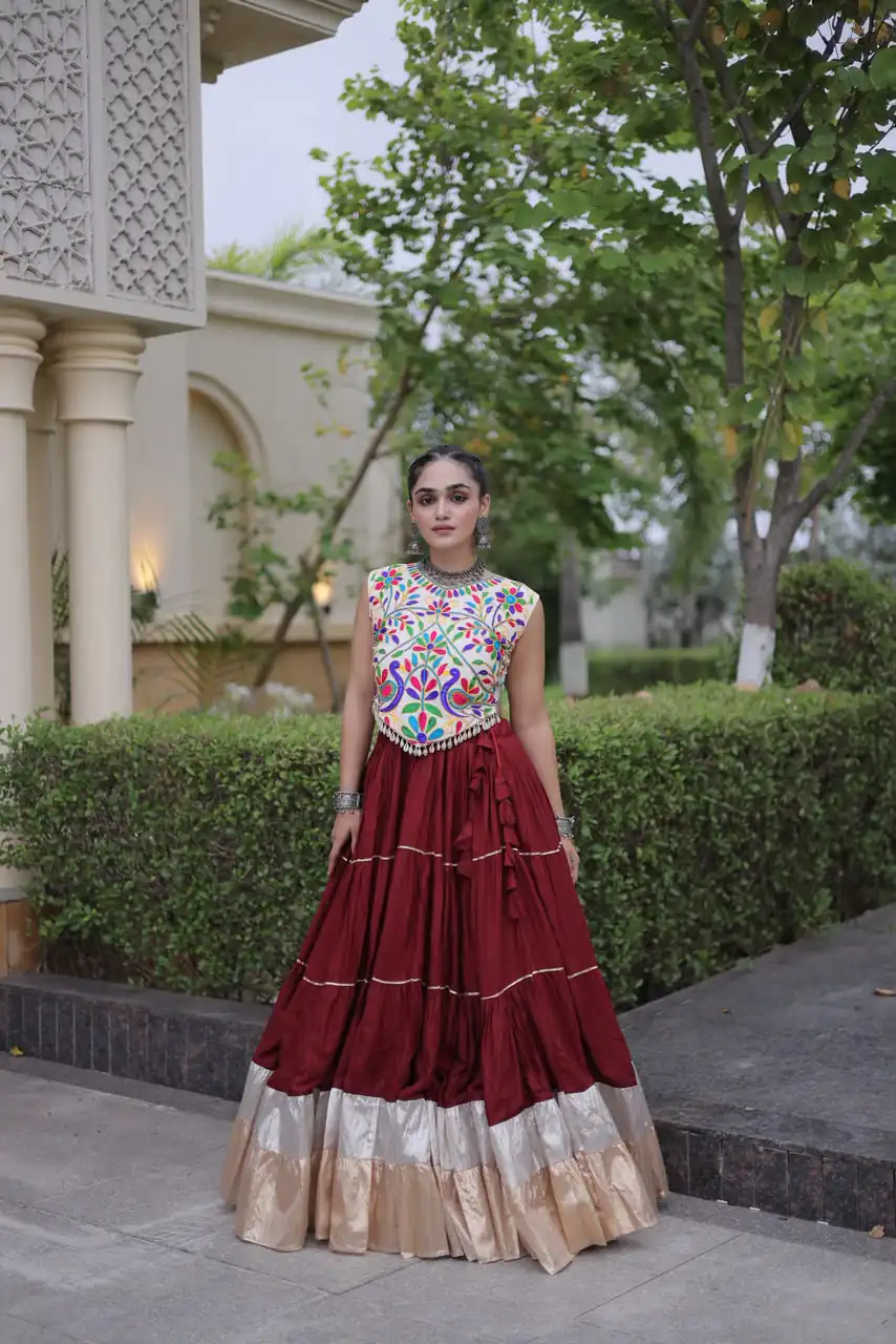 KA 5071 Red Color Rayon Embroidery Work & Cowrie Work Lehenga Choli . Grab it for ₹2849. Delivery 4-6 Working Days. Shop now. | Bollywood Lehenga, Creative Lehenga, Designer Lehenga, Embroidered Lehenga, Lehenga, Party Wear Lehenga