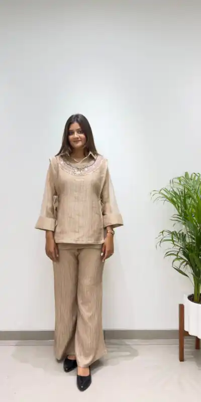 BE 484 Chiku Colour | Brown Salsa Silk Kurti with Hand Work. Get it for ₹2199. Delivery 4-6 Working Days. Online Shop now. | Bollywood Kurti, Creative Kurtis, Designer Kurti, Kurti, Party Wear Kurti, Selfie Kurti
