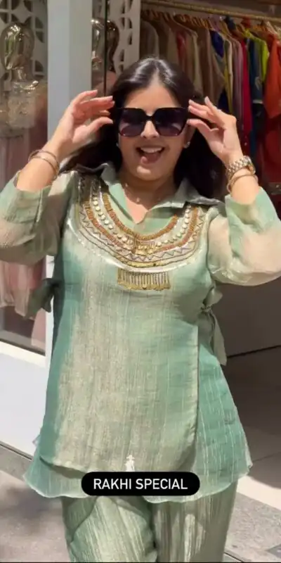 RTC 6056 Pista Colour | Brown Salsa Silk Kurti with Hand Work. Get it for ₹2249. Delivery 4-6 Working Days. Online Shop now. | Bollywood Kurti, Creative Kurtis, Designer Kurti, Kurti, Party Wear Kurti, Selfie Kurti