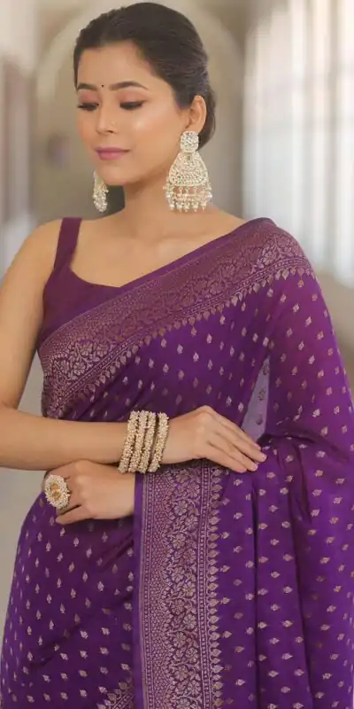 KPR 266 Purple Soft Lichi Silk Cloth Saree Perfect for Wedding, Party, Family Gatherings, Sangeet, Ethnic Day – . Festive Deal ₹1349. Delivery 4-6 Workin | Creative Sarees, Bollywood Sarees, Designer Sarees, Embroidered Sarees, Ethnic Saree, Modern Digital sarees, Party Wear Sarees, Sarees