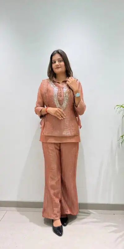 BE 493 Rust Colour | Brown Salsa Silk Kurti with Hand Work. Get it for ₹2199. Delivery 4-6 Working Days. Online Shop now. | Bollywood Kurti, Creative Kurtis, Designer Kurti, Kurti, Party Wear Kurti, Selfie Kurti